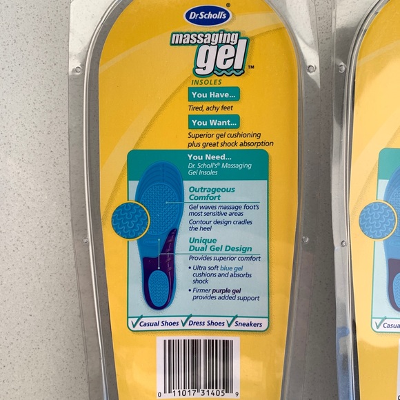 Qty (2) Pairs Dr. Scholl's Massaging Gel Insoles, Trim To Fit Women's Sizes 6-10 - Picture 3 of 4